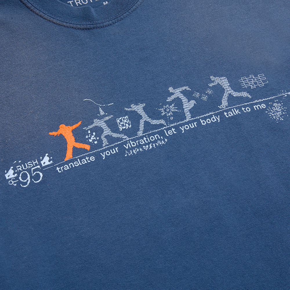 RUSH SILHOUETTE BLUE TEE Front Detail