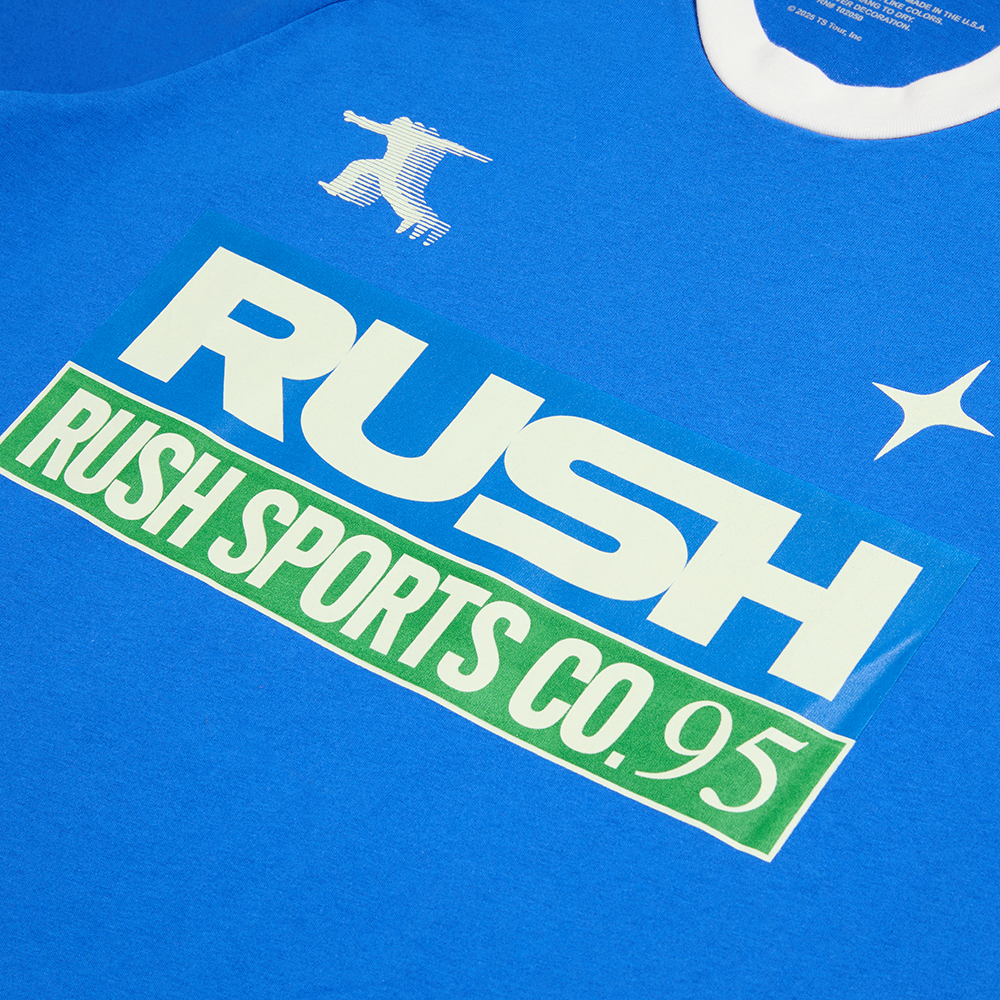 RUSH SPORTS CO 95 BLUE TEE Front Detail